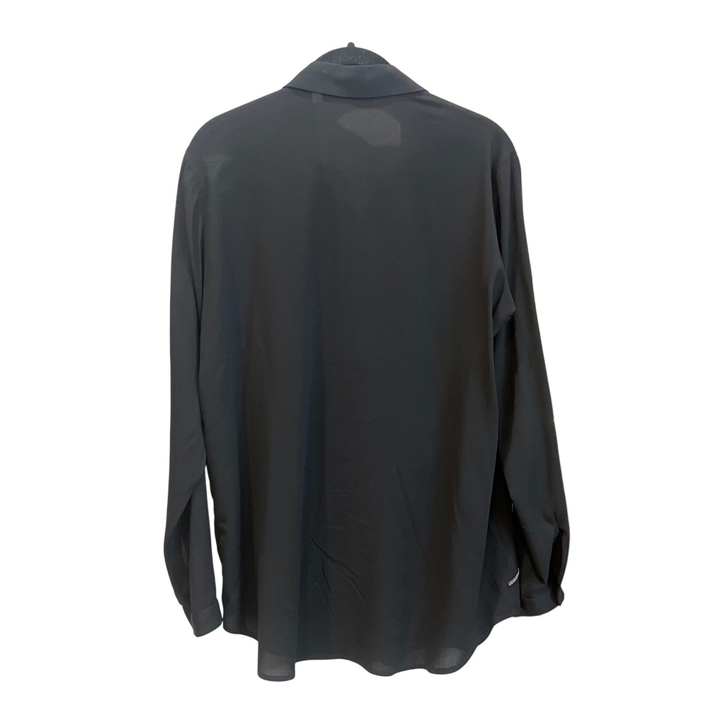 Fabiana Filippi Black Silk Lace Embellished Button Up Shirt Top Made Italy Small - Picture 5 of 7